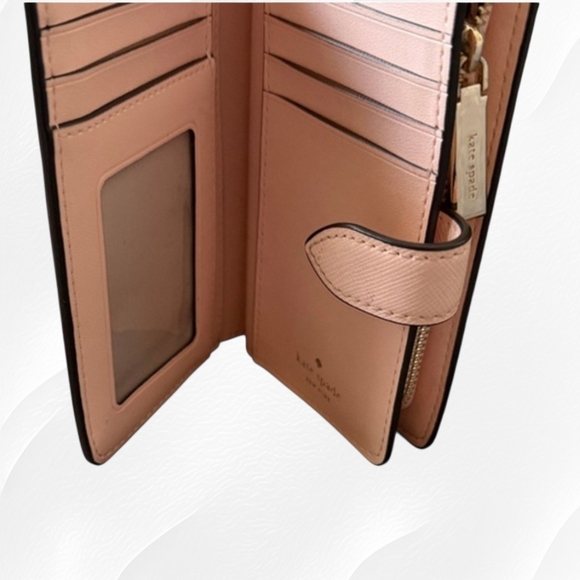 Kate Spade Blush Pink Saffiano Leather Wallet Zip Around Bifold Card Holder - Picture 2 of 3